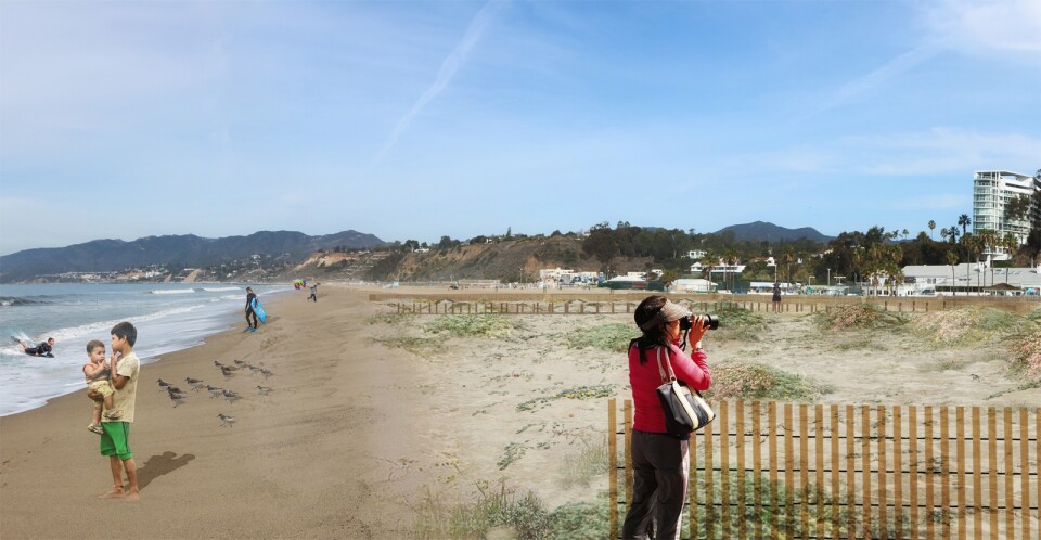 An artist's rendering of what the Santa Monica Beach Restoration Project could look like 