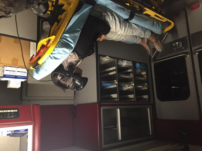 Viewers experience the VR recreation from the back of an ambulance.