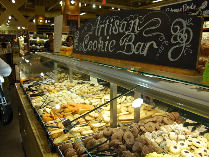 An artisan cookie bar located inside a grocery store.