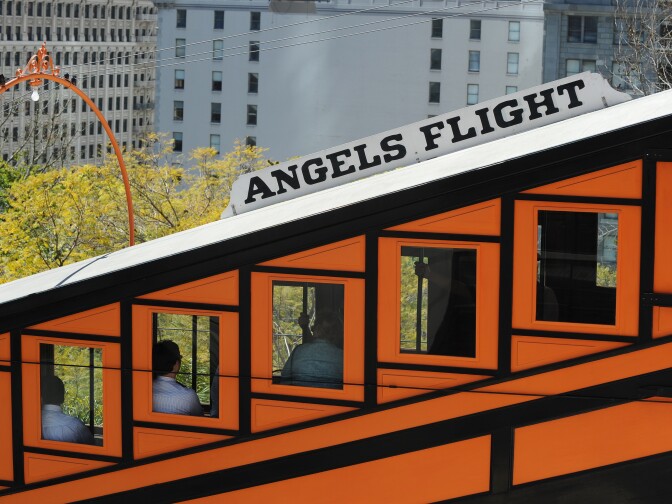 The Angels Flight Railway ferries passengers up and down Bunker Hill in downtown Los Angeles March, 15, 2010.