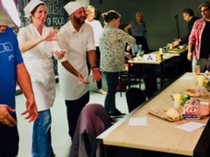 As part of of Cornerstone’s six-year hunger cycle, the company hosted a series called "Creative Seeds," in which they invited local artists to produce companion events. The Critical Mass troupe explored the meaning and value of bread at the L.A. Kitchen.