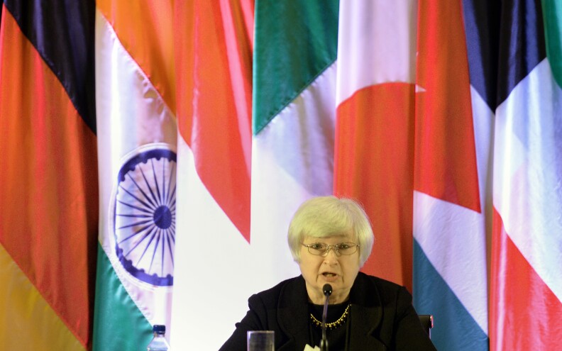 US Federal Reserve Vice Chair Janet Yellen speaks at a international monetary conference in Shanghai on June 3, 2013.