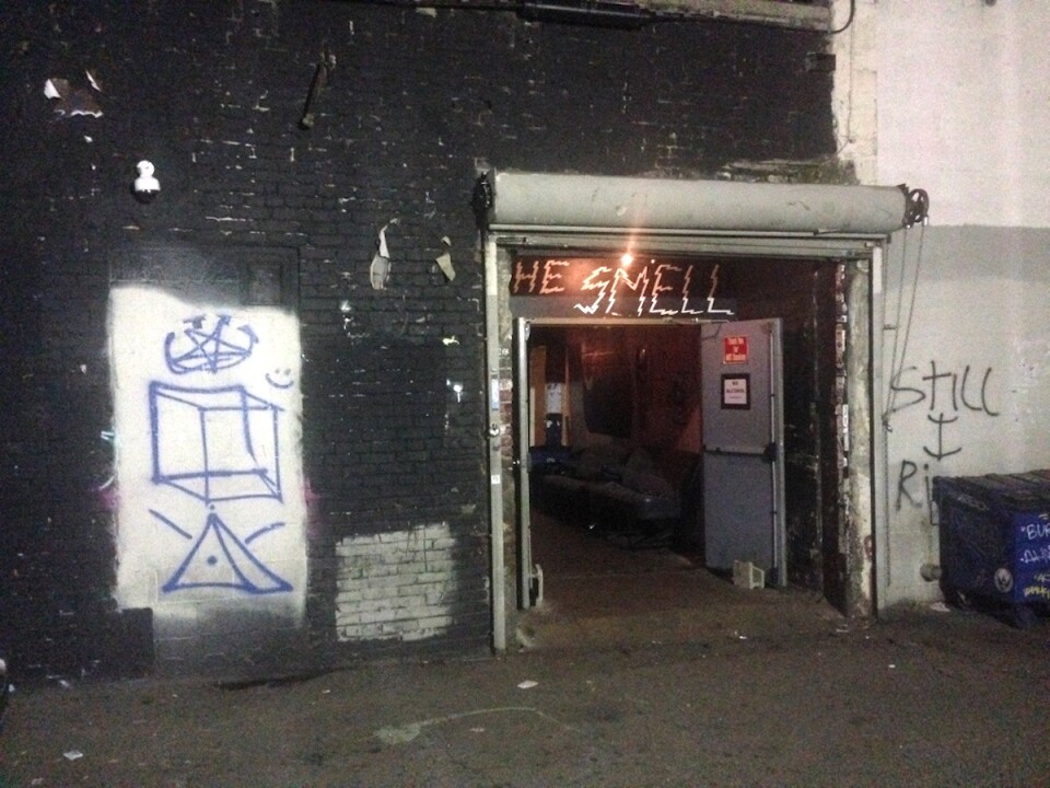 The front door of the all-ages, alcohol free club The Smell in downtown L.A.