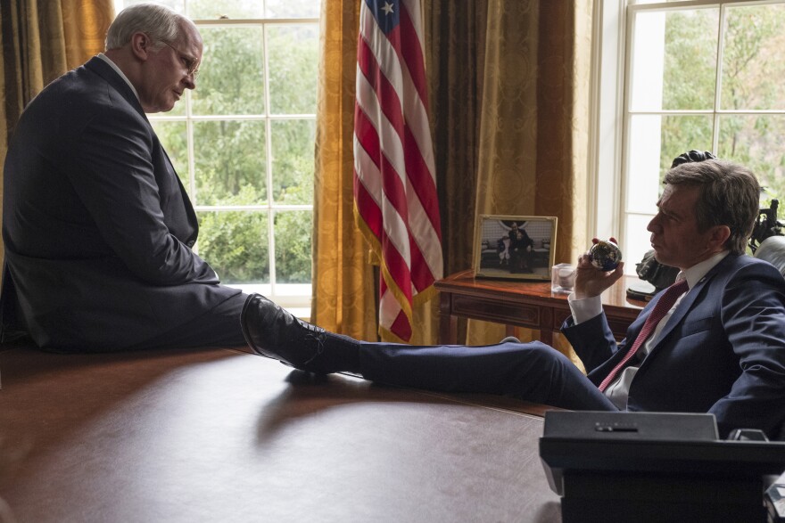 Christian Bale (left) as Dick Cheney and Sam Rockwell (right) as George W. Bush in Adam McKay’s VICE, an Annapurna Pictures release. Credit : Matt Kennedy / Annapurna Pictures
2018 © Annapurna Pictures, LLC. All Rights Reserved.