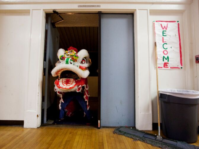 A young dancer practices in a multipurpose room at Ynez Elementary School on Friday night. Founder Jeff and son Vince Chan now run the Immortals together.