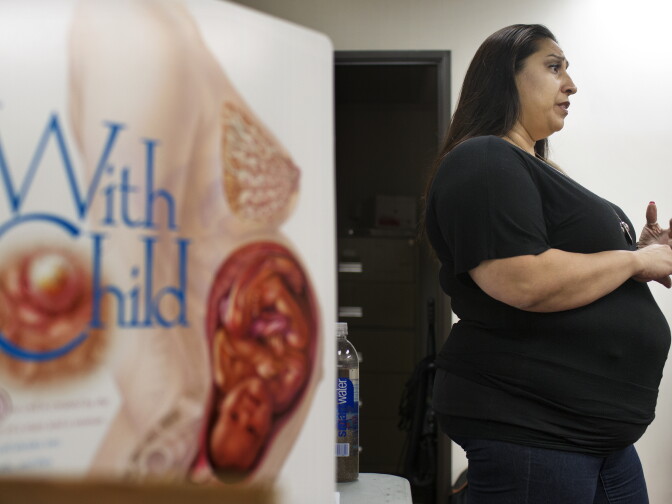 Health educator Cecie Trujillo introduces herself on the first day of the four-day class on Monday, Feb. 23. Trujillo has worked for the non-profit for more than a decade.