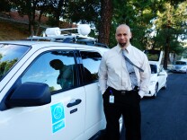                                Andrea Polidori, quality assurance manager for South Coast Air Quality Management District with a roof-mounted open path methane analyzing instrument. It uses lasers and mirrors to detect the concentration of methane leaking from a ruptured well around Porter Ranch.