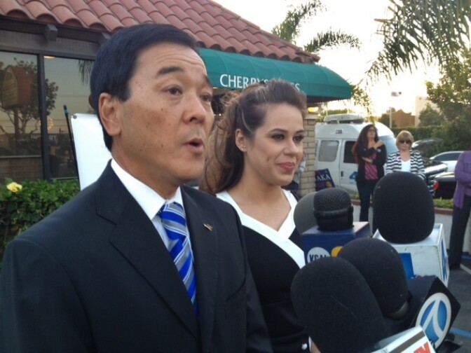 Paul and Valerie Tanaka outside Cherrystones Restaurant in Gardena on primary election night Tuesday, June 3, 2014.