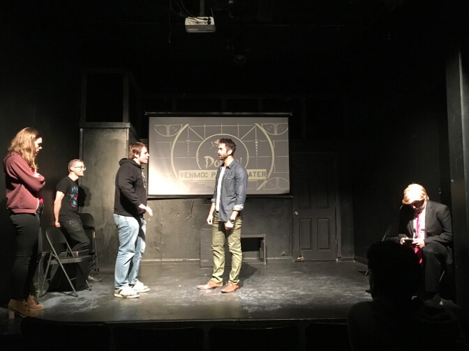 The Pack Theater's improv team Rat Throat performs in Trumprov.
