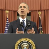 U.S. President Barack Obama addresses the country from the Oval Office on December 6, 2015 in Washington, DC.