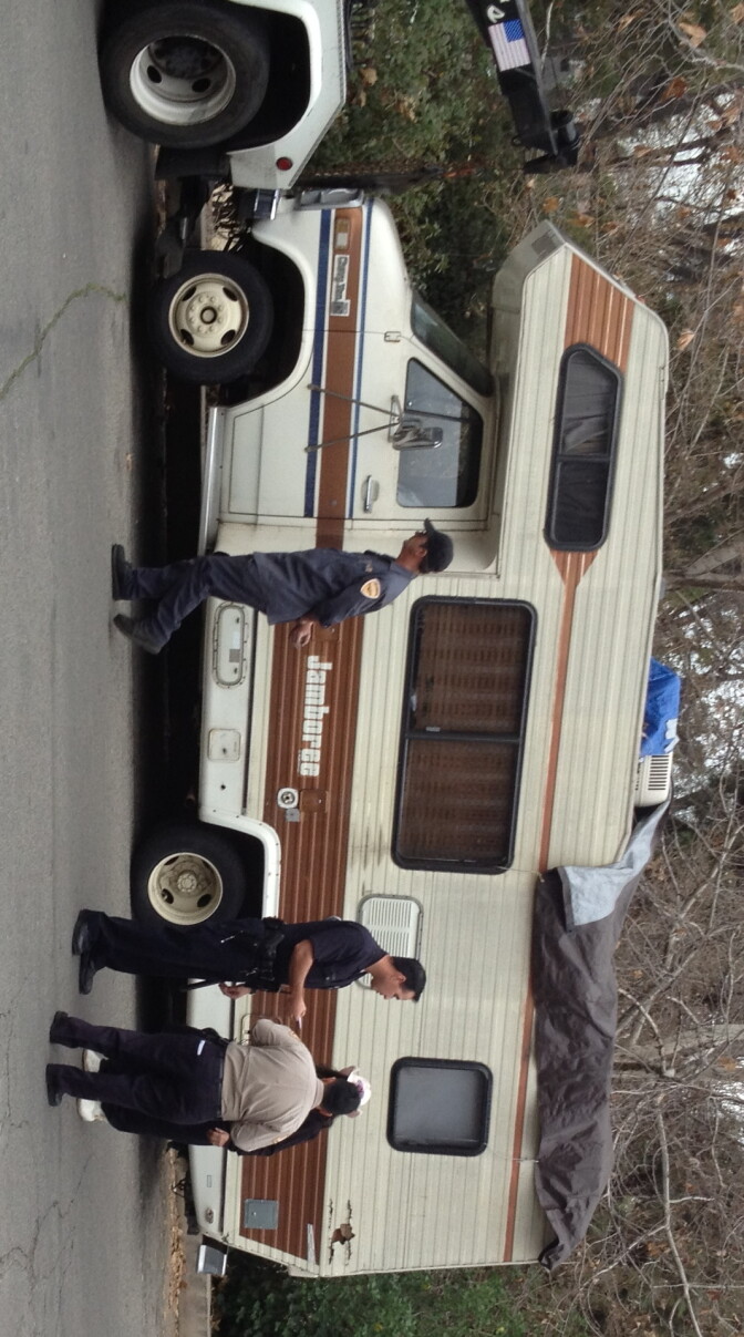 Too many parking tickets, and they'll even tow a homeless person's home.