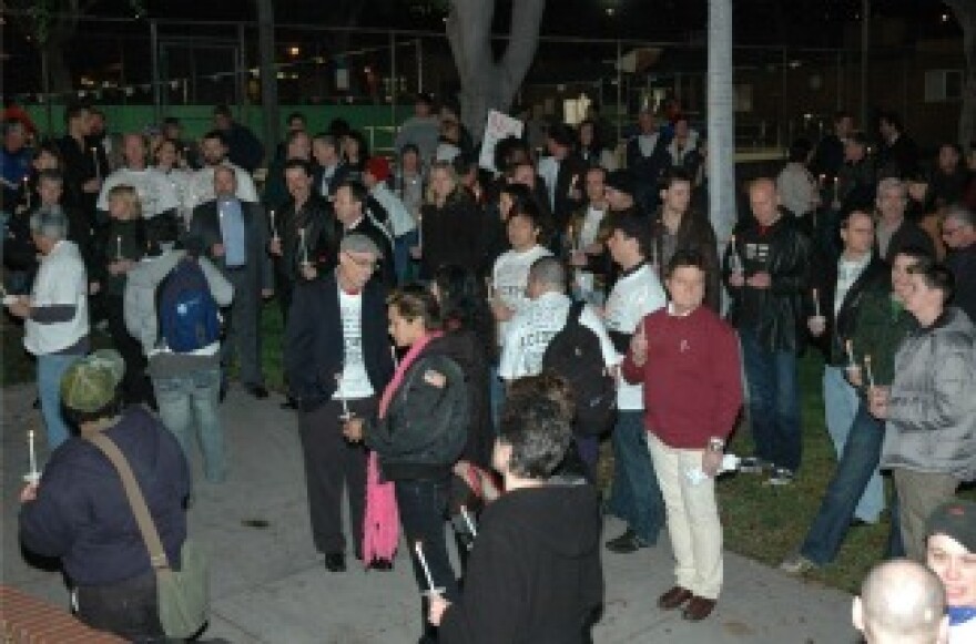 A candlelit vigil for Lawrence King in West Hollywood, CA.