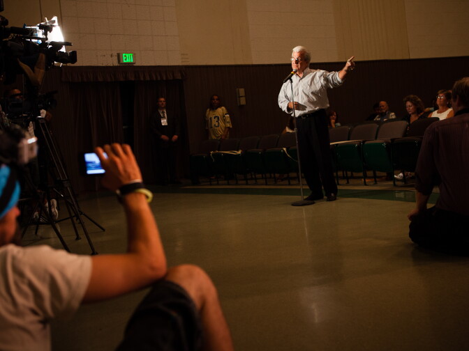 Former Anaheim City Councilmember, Richard Chavez, address the Council during a special meeting on August 8, 2012.