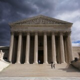 A photo shows the US Supreme Court in Washington, DC.