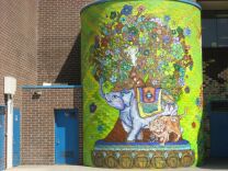 Large scale mural project finished after eight months at Johnnie Cochran Middle School in L.A.