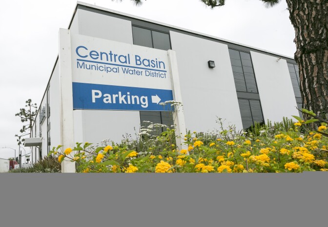 The offices of the Central Basin Municipal Water District in Los Angeles County are seen in Commerce, Calif., in a Wednesday, June 12, 2013 photo. The state has hundreds of local water districts, which often deal with millions of dollars but operate as quasi-government entities with very little oversight or public scrutiny. They pay six-figure salaries, dole out millions in contracts and sometimes have the same type of unfunded pension liabilities that have led to so much trouble for the state. Dozens of them even ignore annual requests by the state controller for salary and staffing information, choosing to hide their operations from state government agencies. (AP Photo/Damian Dovarganes)