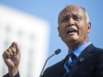 File: California State Senator Ed Hernandez speaks during a press conference on Friday, Nov. 15, 2014 at Grand Park kicking off Covered California's second open enrollment period. 