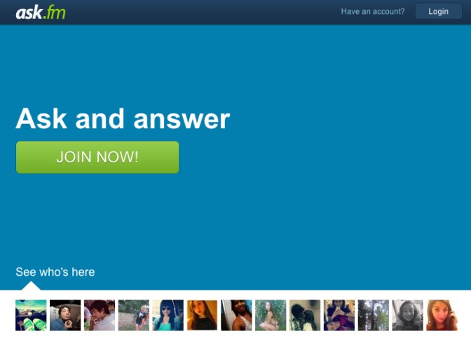 Screenshot of Ask.fm website. 