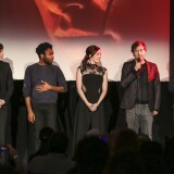 HOLLYWOOD, CA - FEBRUARY 17:  Evan Peters, Donald Glover, Sarah Bolger, Mark Duplass and David Gelb on stage at Relativity Media's special screening of "The Lazarus Effect" at Hollywood Forever on February 17, 2015 in Hollywood, California.  (Photo by Rich Polk/Getty Images for Relativity Media)