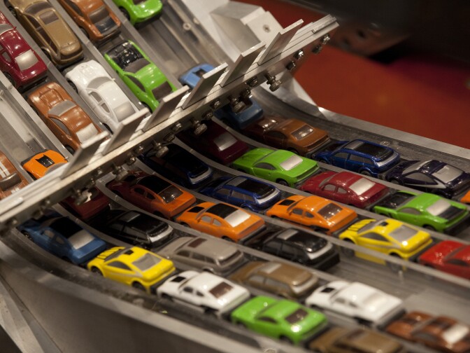 Alison Walker monitors the cars on Metropolis to make sure none flip over or blow a tire.