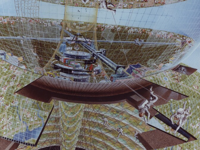 Colony construction crew at work.
