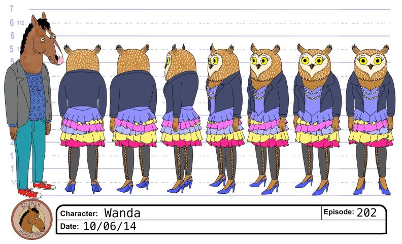 Lisa Hanawalt's original design for "Wanda" a character in "BoJack Horseman"