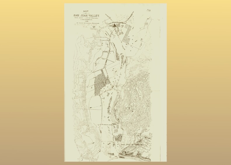 an old map with black lines on a pale yellow background