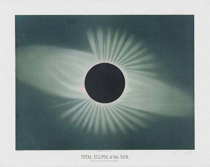 E. L. Trouvelot (1827–1895), Total Eclipse of the Sun, 1881, color lithograph