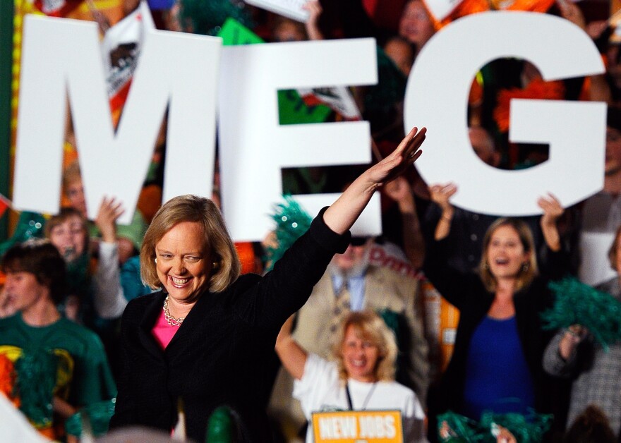 BURBANK, CA - OCTOBER 31:  California Republican gubernatorial candidate and former eBay CEO Meg Whitman waves at supporters during a campaign event on October 31, 2010 in Burbank, California. Whitman is running for governor against Democratic gubernatorial candidate and Attorney General Jerry Brown.  (Photo by Kevork Djansezian/Getty Images)