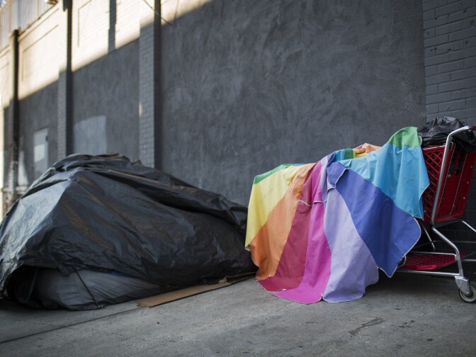 A tent stands on Ceres Avenue at East Seventh Street in Skid Row on Thursday morning, Dec. 17, 2015. 