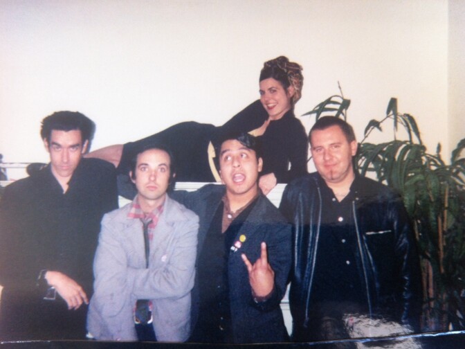 The Starvations, backstage before their second to last show at The Galaxy, 2005. L-R: Dave Clifford, Gabriel Hart,  Leon Catfish, Vanessa Gonzalez, Ian Harrower.