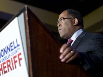 File: Los Angeles County Supervisor Mark Ridley-Thomas speaks during an election party for newly elected Los Angeles County Sheriff Jim McDonnell on Tuesday night, Nov. 4, 2014 at the JW Marriott at LA Live.