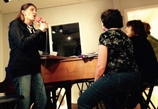 Paige Ellsworth-Smith from Van Nuys on mike in Piano Bar 101 