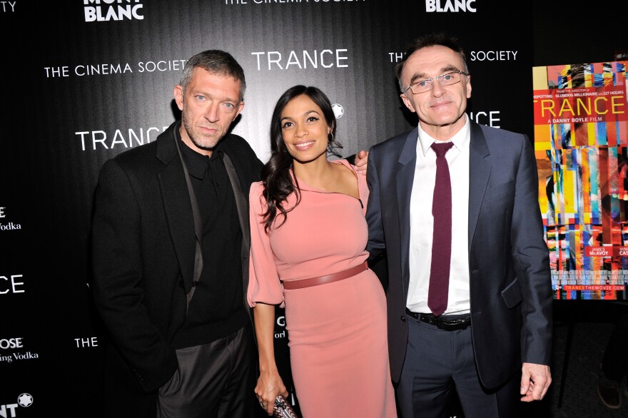 NEW YORK, NY - APRIL 02:  Actor Vincent Cassel, actress Rosario Dawson and director Danny Boyle attend the premiere of Fox Searchlight Pictures' "Trance" hosted by The Cinema Society & Montblanc at SVA Theater on April 2, 2013 in New York City.  (Photo by Stephen Lovekin/Getty Images)