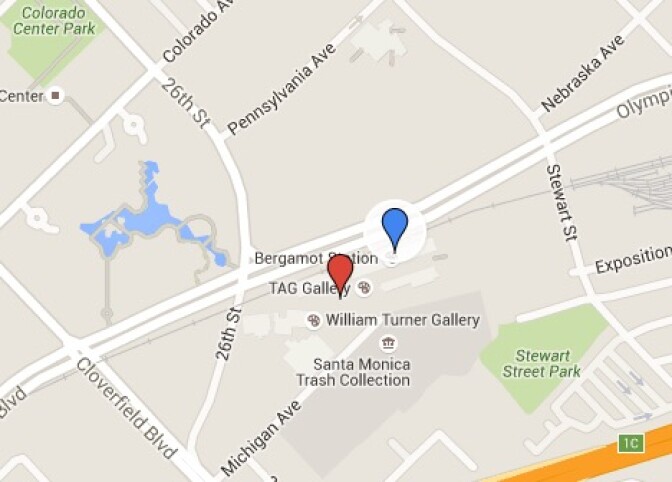 A map of points of interest near the 26st Street/Bergamot Expo Line station.