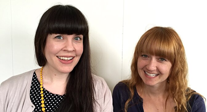 Licensed morticians Caitlin Doughty and Amber Carvaly, at their one-room, statutorily mandated, office for their new venture, Undertaking LA.