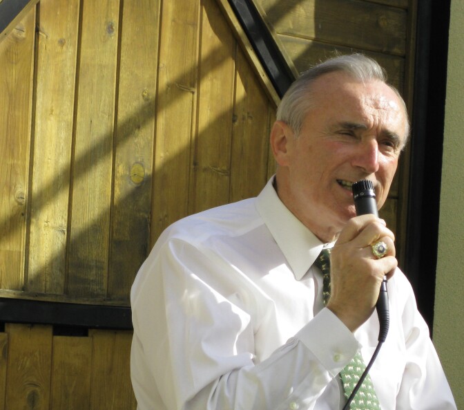 LAPD Chief Bill Bratton speaks at one of the many events marking his departure.  Bratton leaves as head of the department on October 31st to take a job with a global security firm in New York.