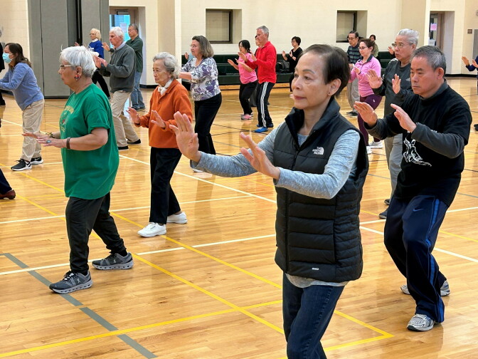 A tai chi class held at the North Potomac Community Rec Center, in Potomac, Md. Tai chi has been shown to improve balance, prevent falls and help slow down cognitive decline.