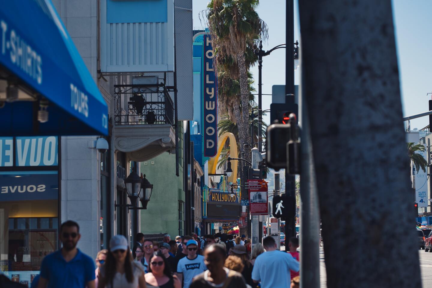 Looking east on Hollywood Blvd. near Highland Ave., not far from the scene of Thursday's shooting.