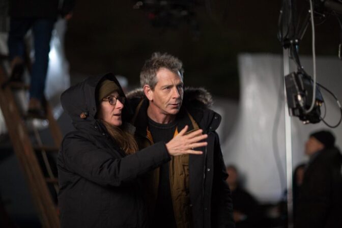 Writer-director Nicole Holofcener with actor Ben Mendelsohn on the set of "The Land of Steady Habits."