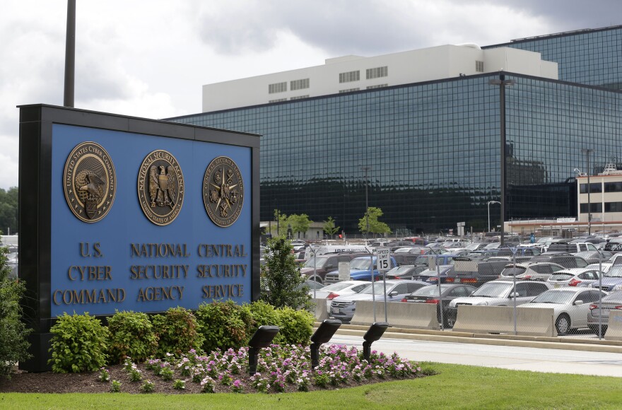 FILE - This Thursday, June 6, 2013 file photo shows the National Security Administration (NSA) campus in Fort Meade, Md.  The American Civil Liberties Union, Wikimedia and other groups are suing the National Security Agency over its surveillance practices. The lawsuit says the agency violates the free speech and privacy rights of Americans by tapping into the U.S. internet backbone to monitor online communications. (AP Photo/Patrick Semansky, File)