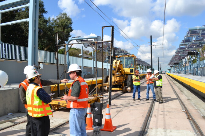 An Expo Line clearance testing site in West L.A. The new line was set to announce an opening date sometime in the next few months.