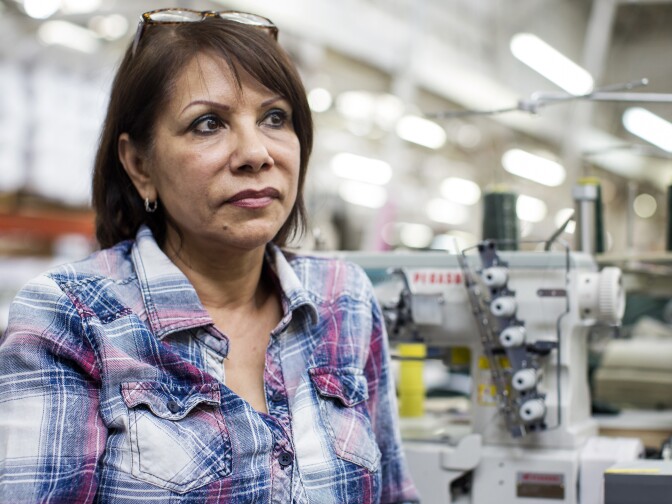 Supervisor Gabriela Moreno worked at American Apparel for almost nine years. Founder Doc Charney called Moreno and she is now working at his new label, Los Angeles Apparel.