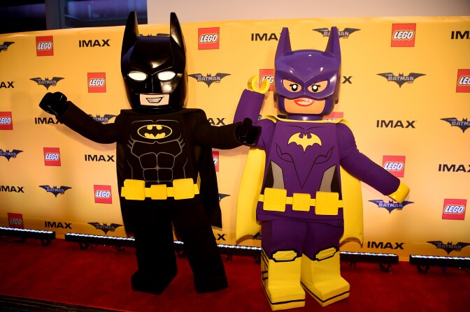 NEW YORK, NY - FEBRUARY 09:  Action Figures and Statues of "The Lego Batman Movie" on display for the New York Screening at AMC Loews Lincoln Square 13 on February 9, 2017 in New York City.  (Photo by Dave Kotinsky/Getty Images)