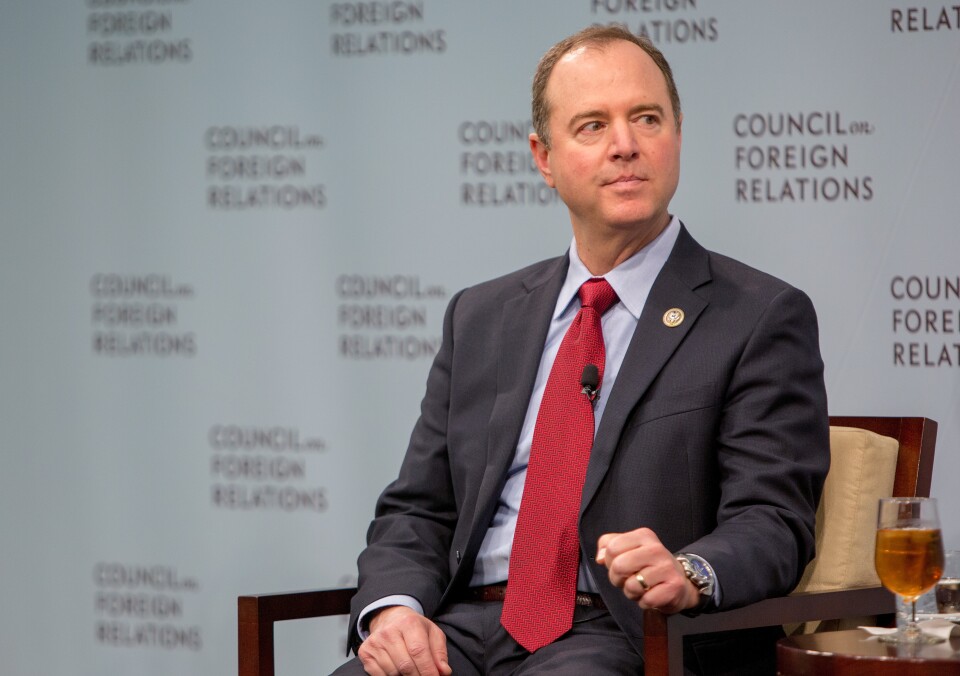 WASHINGTON, DC - FEBRUARY 16: House Intelligence Ranking Member Adam Schiff (D-CA) speaks at the Council On Foreign Relations with Andrea Mitchell, Chief Foreign Affairs Correspondent at NBC News on February 16, 2018 in Washington, DC.  (Photo by Tasos Katopodis/Getty Images)