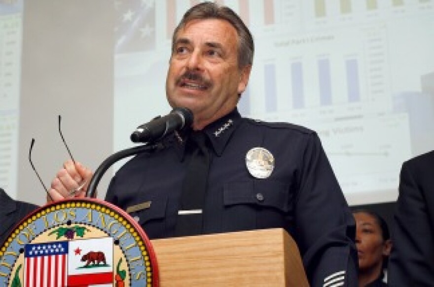 File photo: Los Angeles Police Chief Charlie Beck announces the 2009 crime statistics for Los Angeles on Jan. 6, 2010.