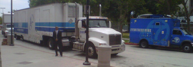 A "man in black" stands guard on Friday, May 28, 2010 beside a moving truck carrying "Mummies of the World," the basis for a new exhibit at the California Science Center in Los Angeles, Calif.