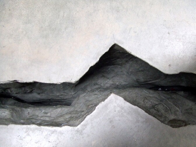A close-up of a crack.