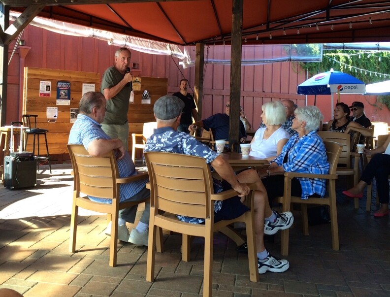 "Coffee chat" is a tradition in the south Orange County city of San Juan Capistrano. City Councilman Larry Kramer participates, but says he can't talk about tiered pricing of water rates because of ongoing litigation. 