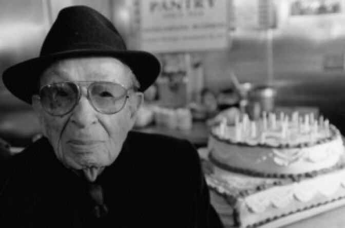 Off-Ramp turns five years old this month. One of our heroes is Robbie Eisenberg, who died in 2003. He turned 101 in 1999, celebrating with a big cake at The Pantry, and was still selling zippers in downtown LA until he was 103. 